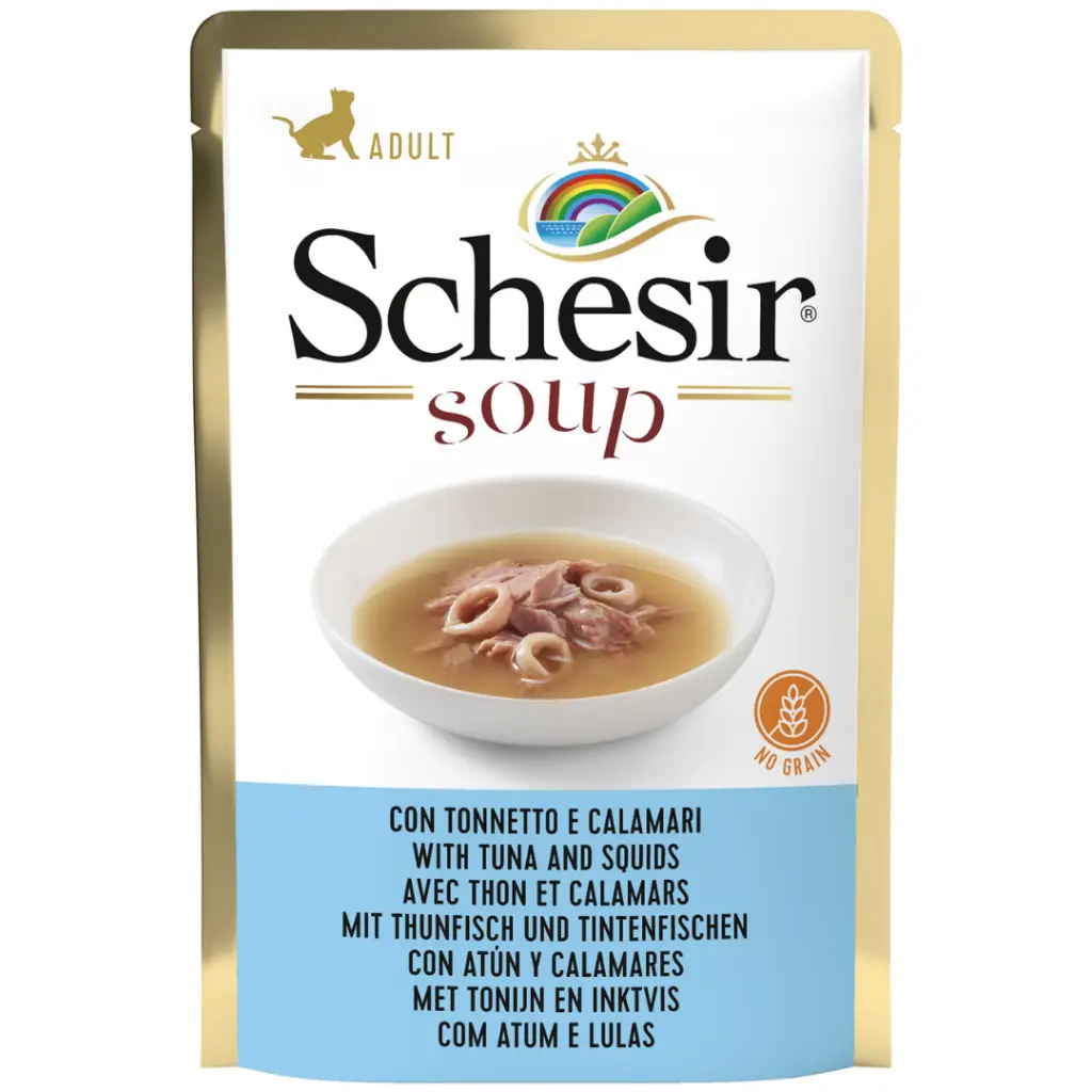 Schesir Cat Soup Ton Balıklı Ve Kalamarlı Tamamlayıcı Mama Kedi Çorbası 85 Gr