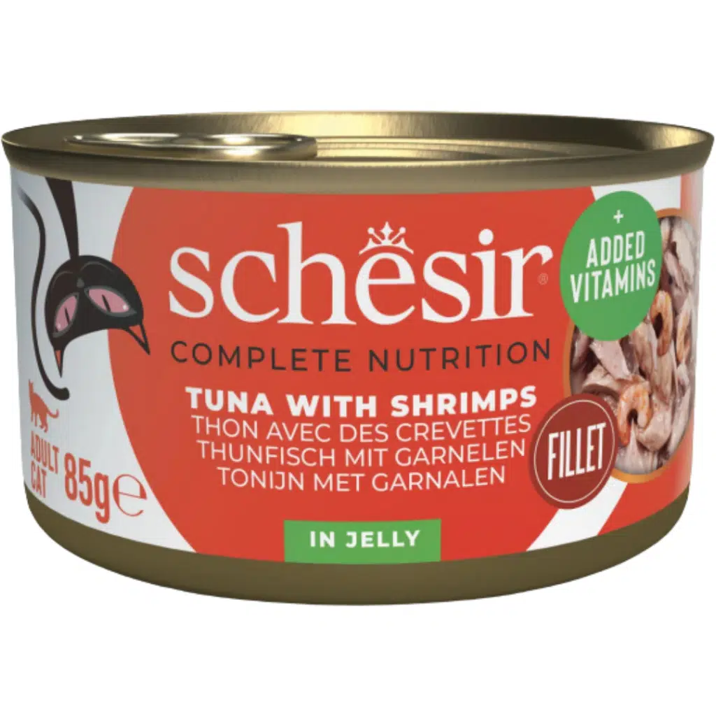 Schesir Ton Balıklı ve Karidesli Jöle İçinde Yetişkin Kedi Konservesi 85 Gr