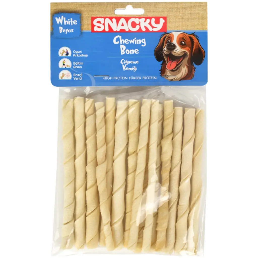 Snacky Chewing Bone Beyaz Köpek Burgu Çiğneme Kemiği 13 Cm 15 Li 105 Gr