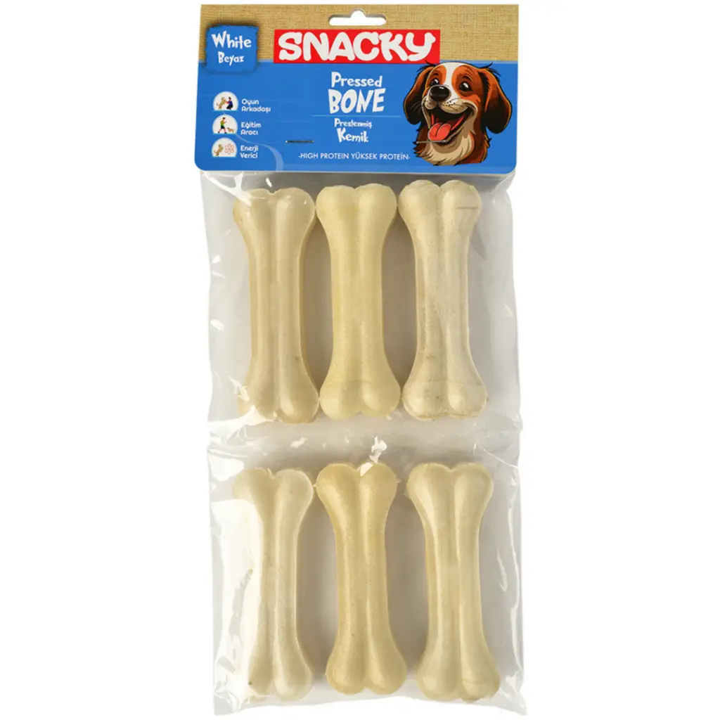 Snacky Pressed Bone Beyaz Köpek Çiğneme Kemiği 10 Cm 6 Lı 165 Gr