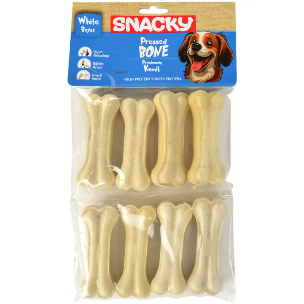 Snacky Pressed Bone Beyaz Köpek Çiğneme Kemiği 7.50 Cm 8 Li 180 Gr
