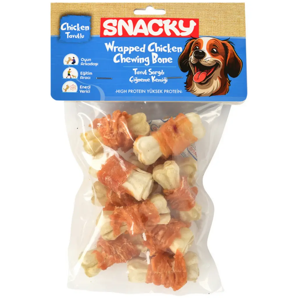 Snacky Beyaz Tavuk Sargılı Köpek Ödülü 5 Cm 120 Gr 10 Lu Paket