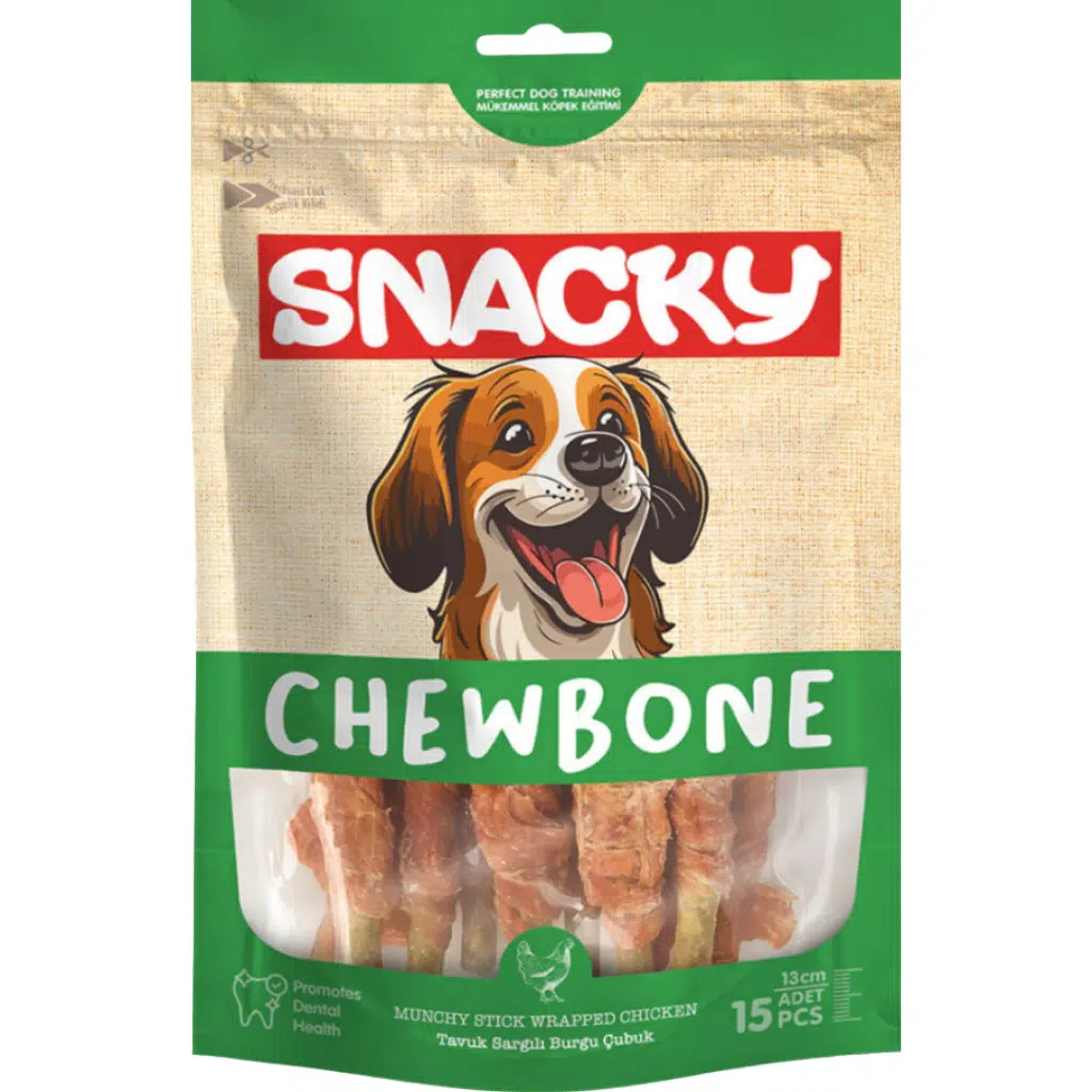 Snacky Munchy Tavuk Sargılı Köpek Ödülü 13 Cm 10 Lu Paket 120 Gr