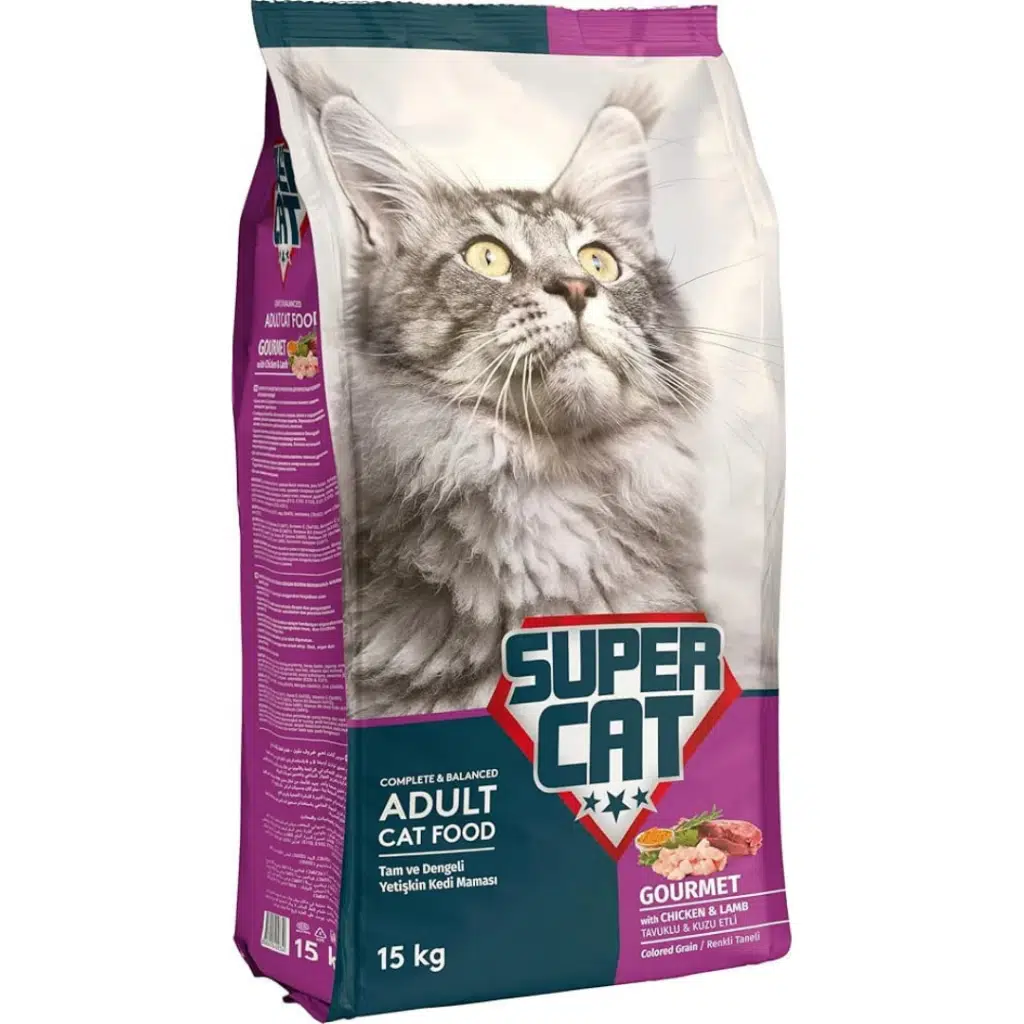 Super Cat Gourmet Tavuklu ve Kuzu Etli Yetişkin Kedi Maması 15 Kg
