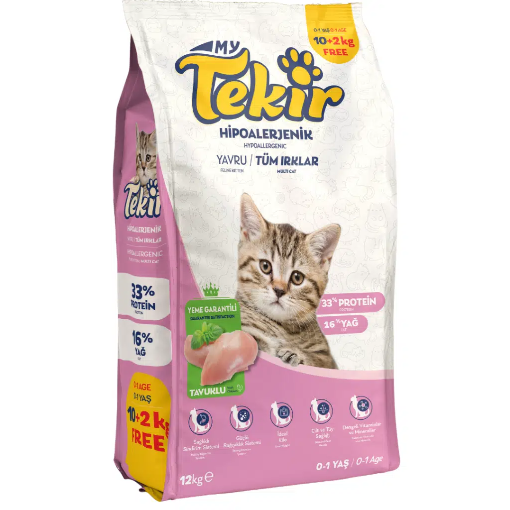 Tekir Kitten Hipoalerjenik Tavuklu Yavru Kedi Maması 12 Kg