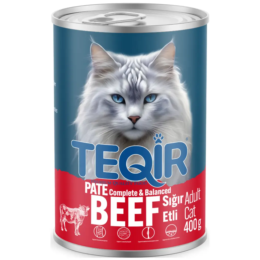 Teqir Beef Sığır Etli Yetişkin Kedi Konservesi Pate 400 Gr