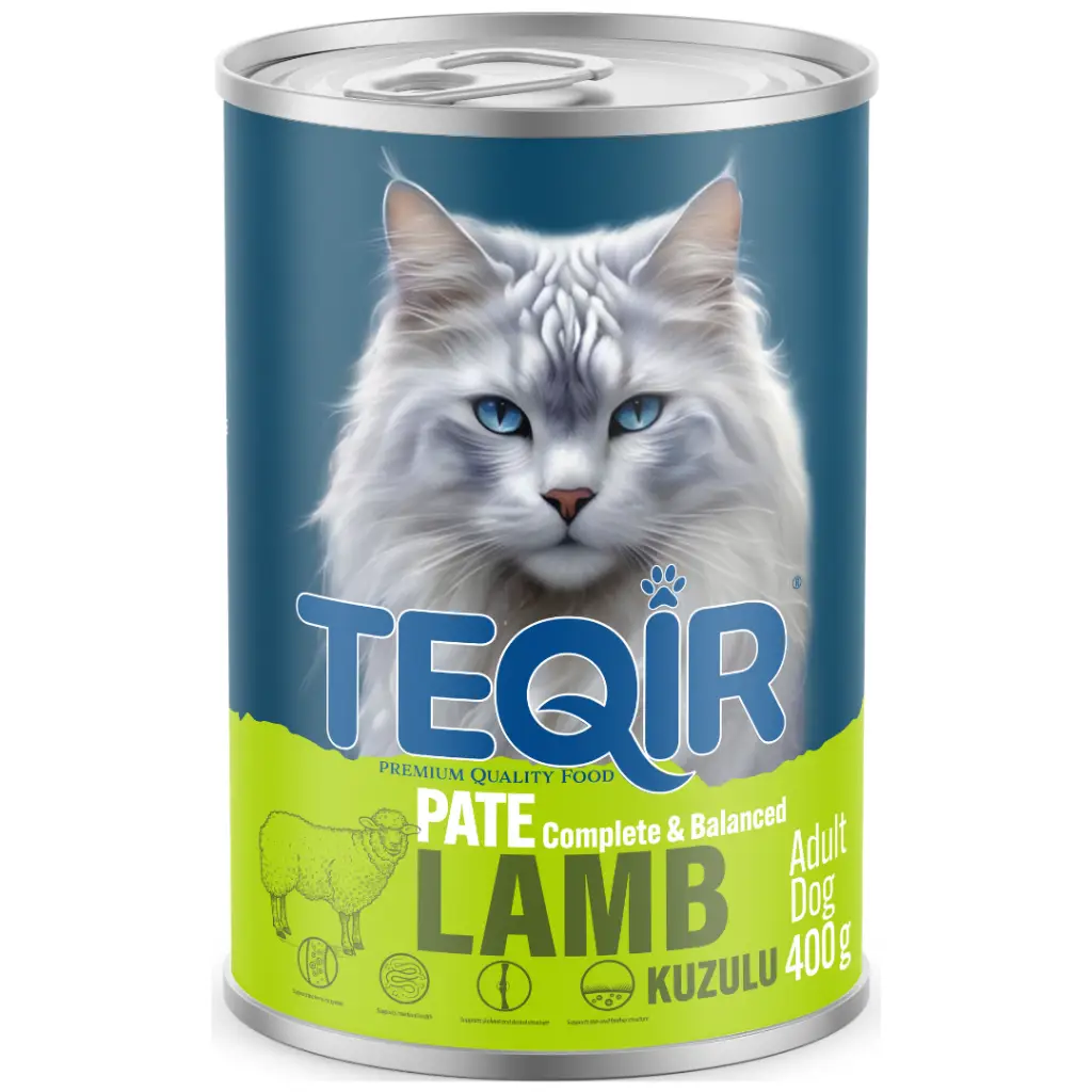 Teqir Lamb Kuzu Etli Yetişkin Kedi Konservesi Pate 400 Gr