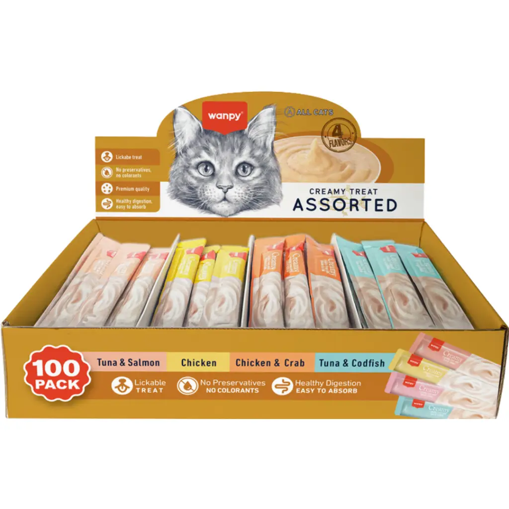 Wanpy Creamy Treat Karışık 4 Lezzetli Sıvı Kedi Ödül Maması 100x14 Gr