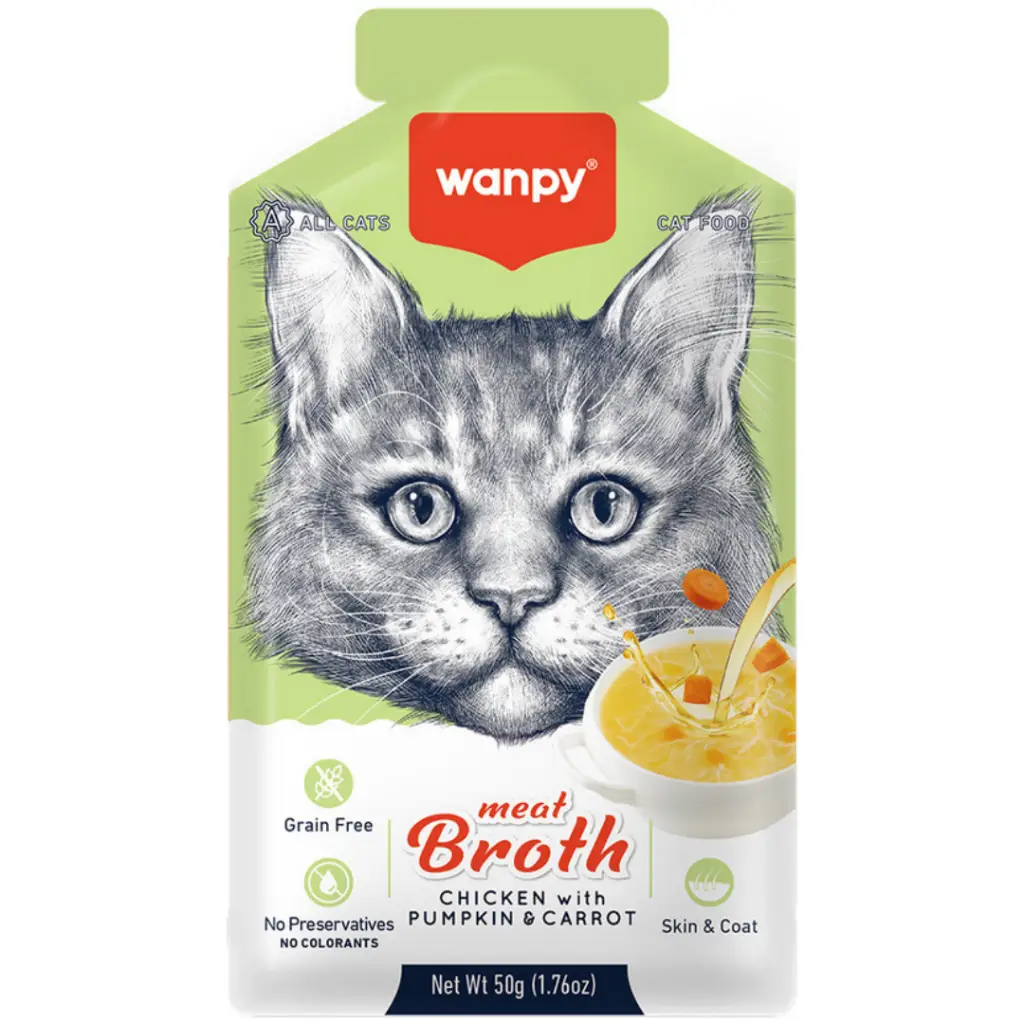 Wanpy Meat Broth Tavuklu Bal Kabaklı ve Havuçlu Kedi Çorbası 50 Gr