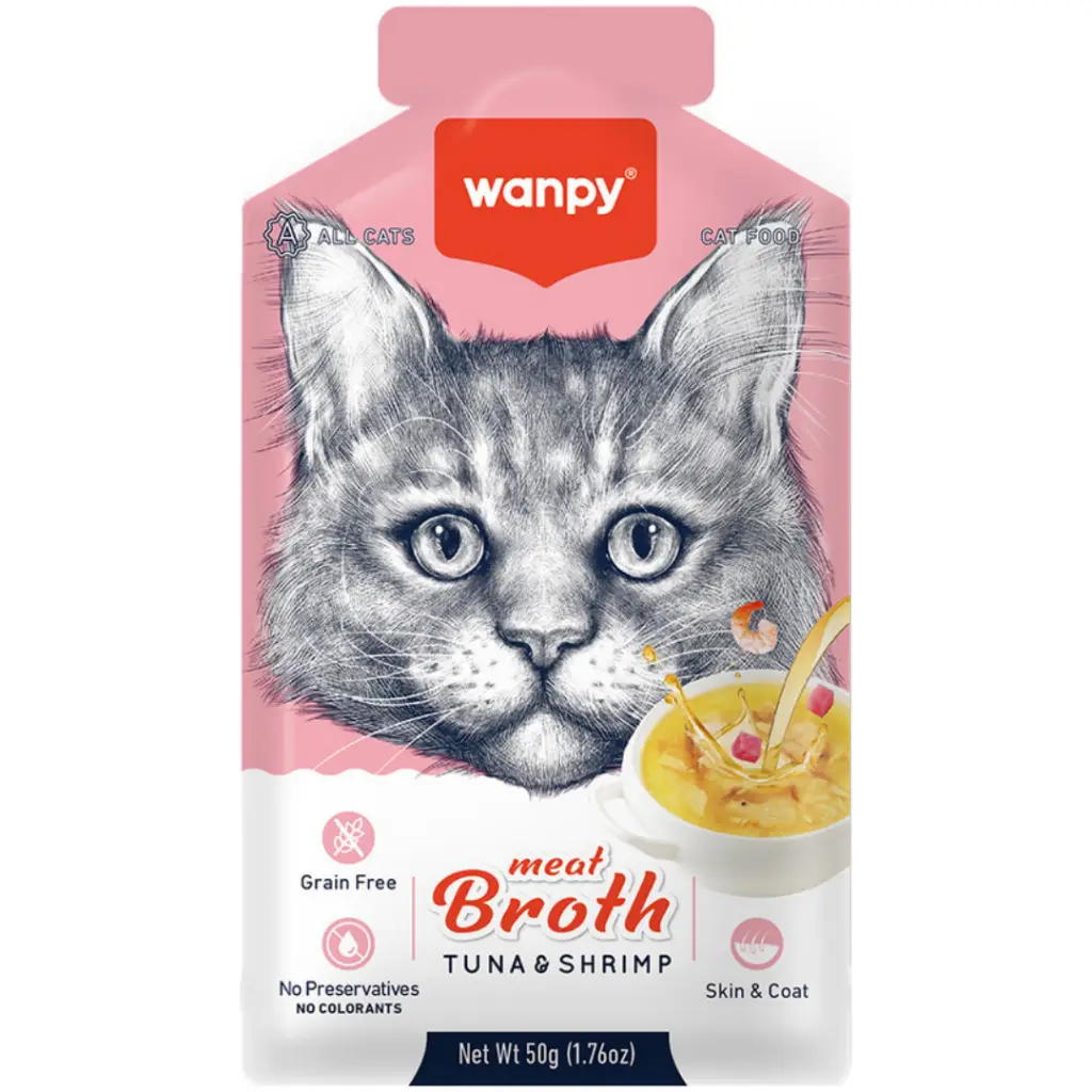 Wanpy Meat Broth Ton Balıklı ve Karidesli Kedi Çorbası 50 Gr