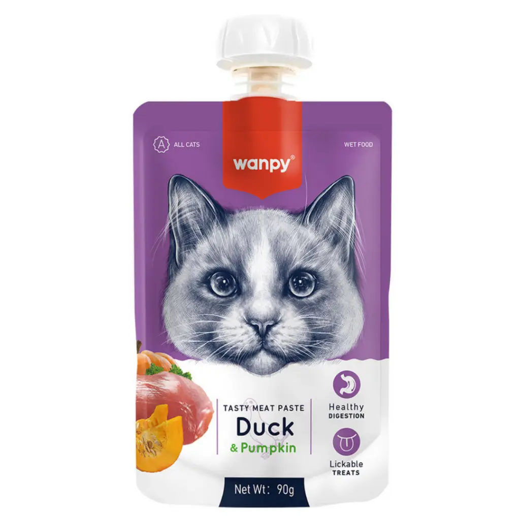Wanpy Teasty Meat Paste Taze Ördekli ve Bal Kabaklı Kedi Et Ezmesi 90 Gr