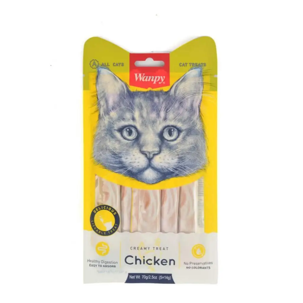 Wanpy Creamy Treat Tavuklu Sıvı Kedi Ödül Maması 5x14 Gr