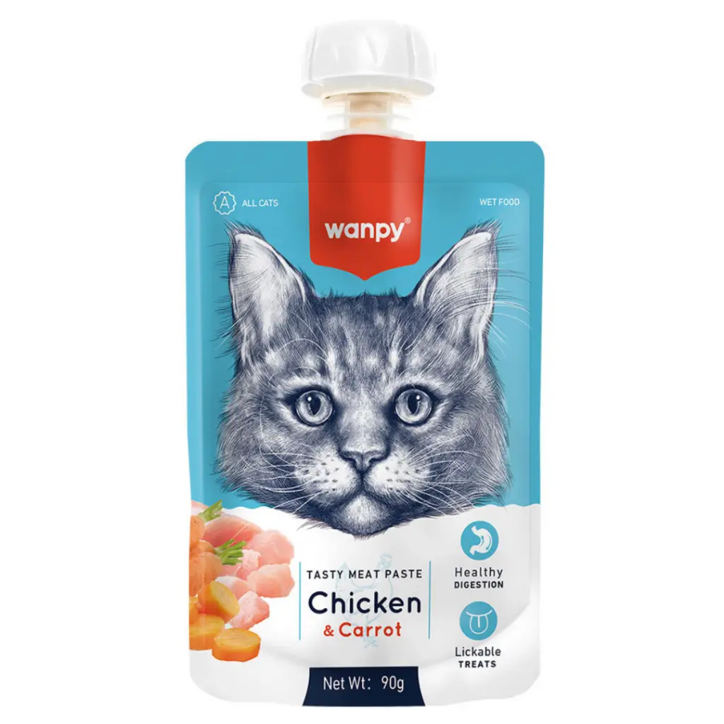 Wanpy Teasty Meat Paste Taze Tavuklu ve Havuçlu Kedi Et Ezmesi 90 Gr