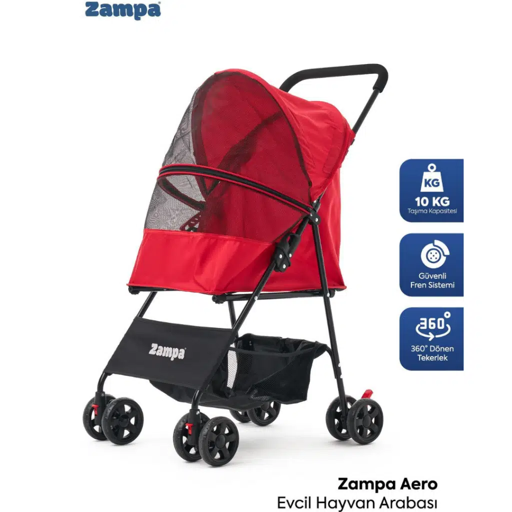 Zampa Aero Kedi & Köpek Arabası Kırmızı