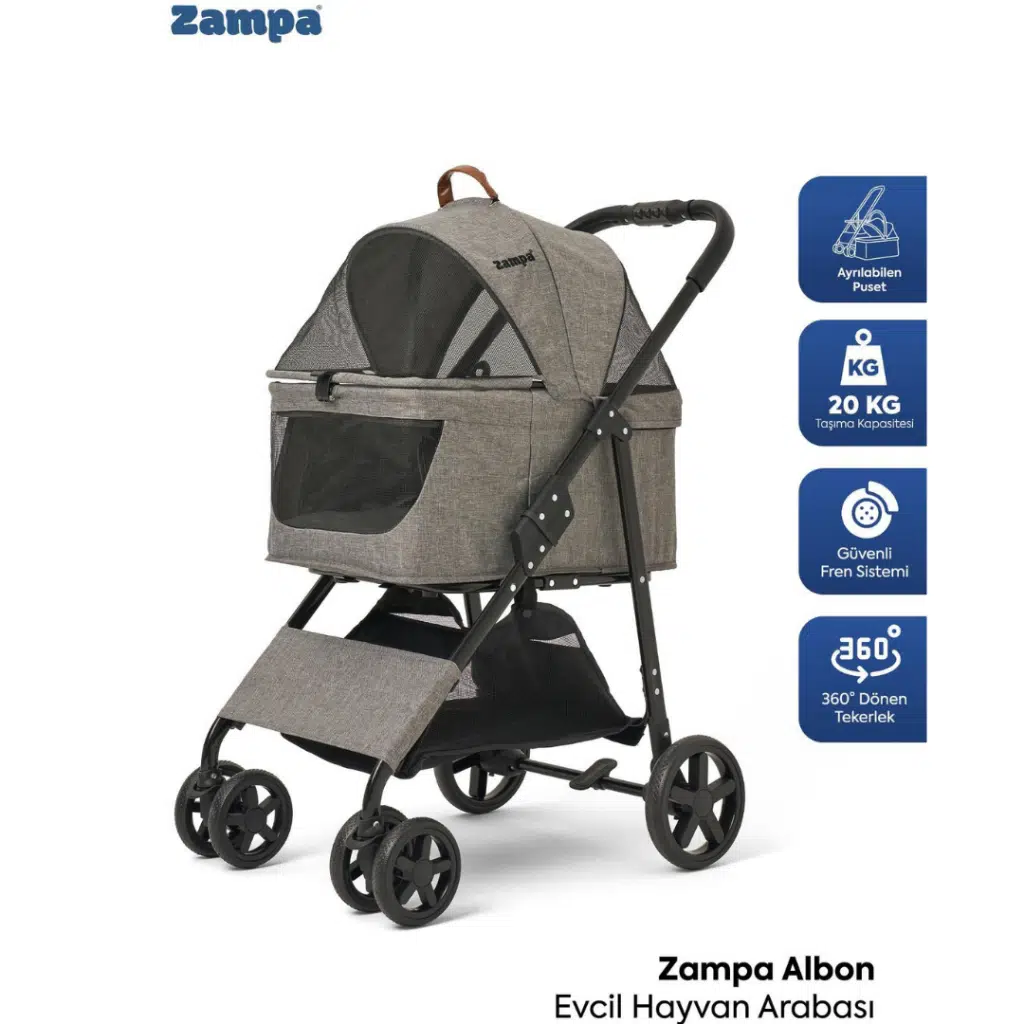 Zampa Albon Kedi & Köpek Arabası Gri