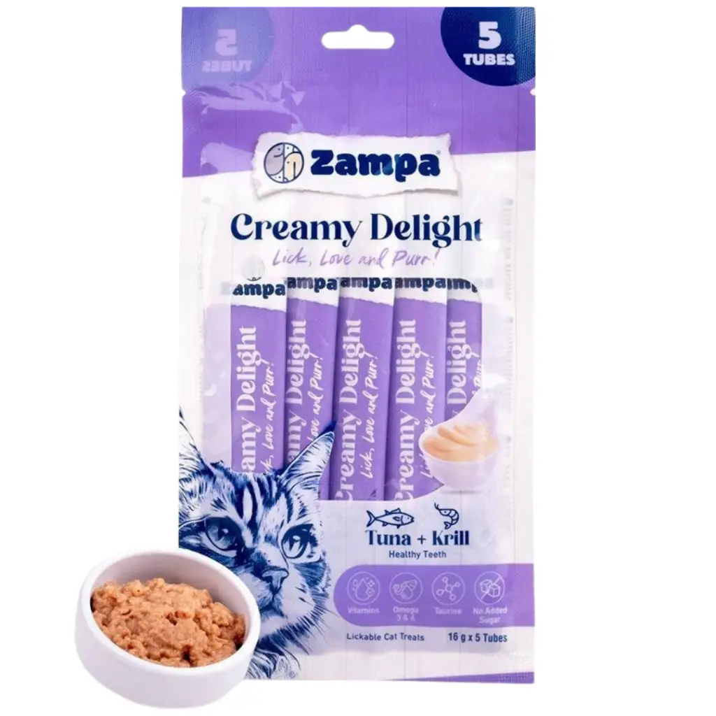 Zampa Creamy Delight Ton Balıklı ve Krill Krema Kedi Ödülü 5x16 Gr