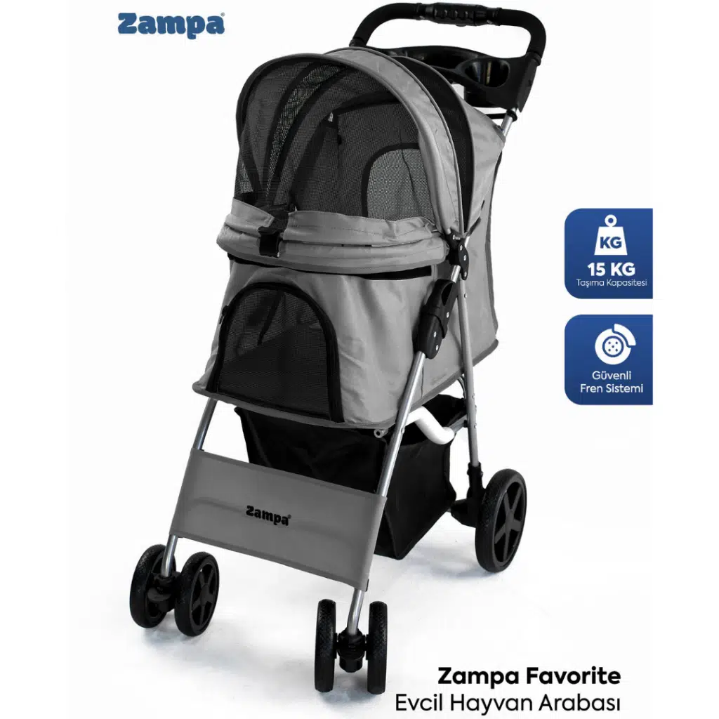 Zampa Favorite Kedi & Köpek Arabası Gri