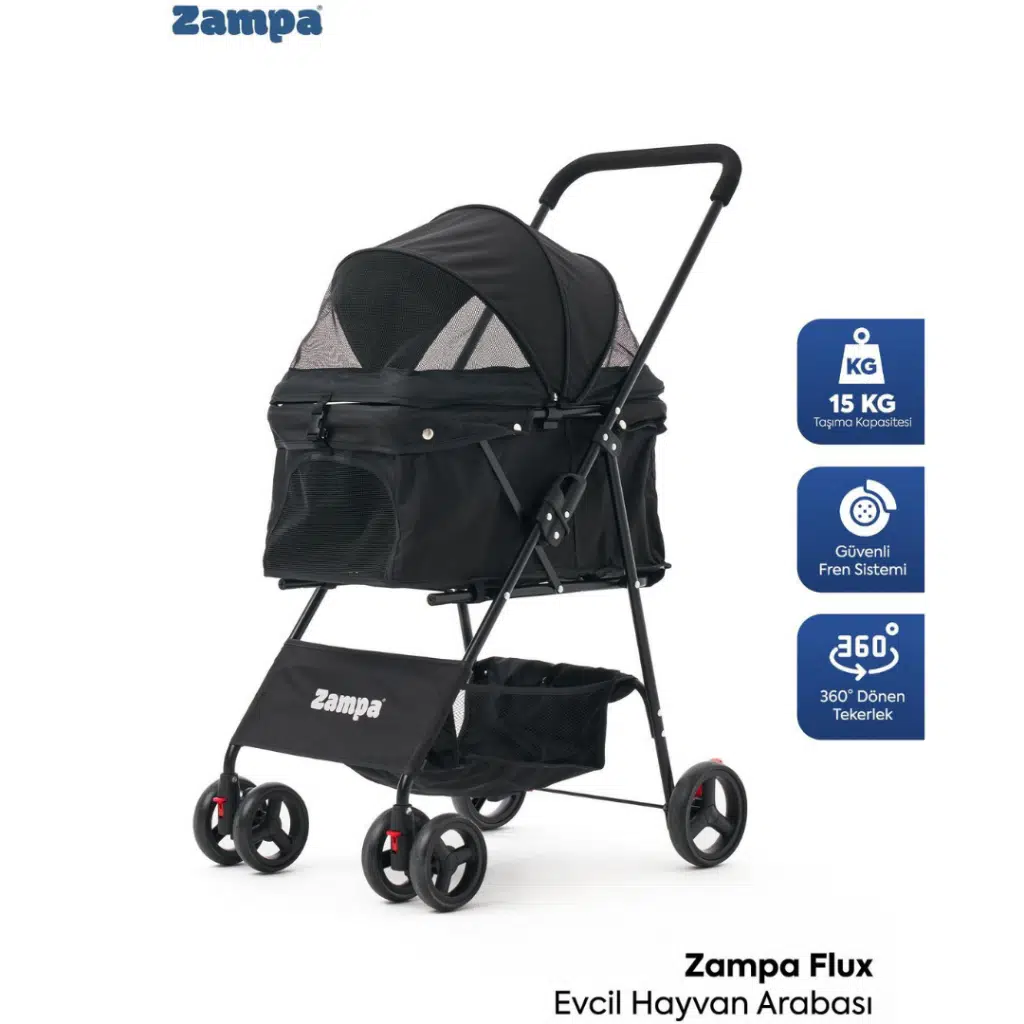 Zampa Flux Kedi & Köpek Arabası Siyah