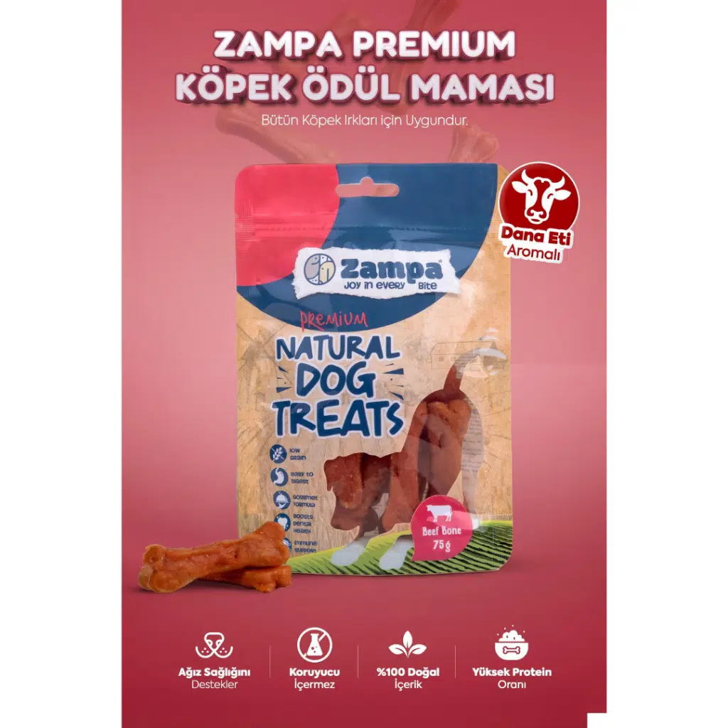 Zampa Kemik Şeklinde Dana Etli Köpek Ödülü 75 Gr