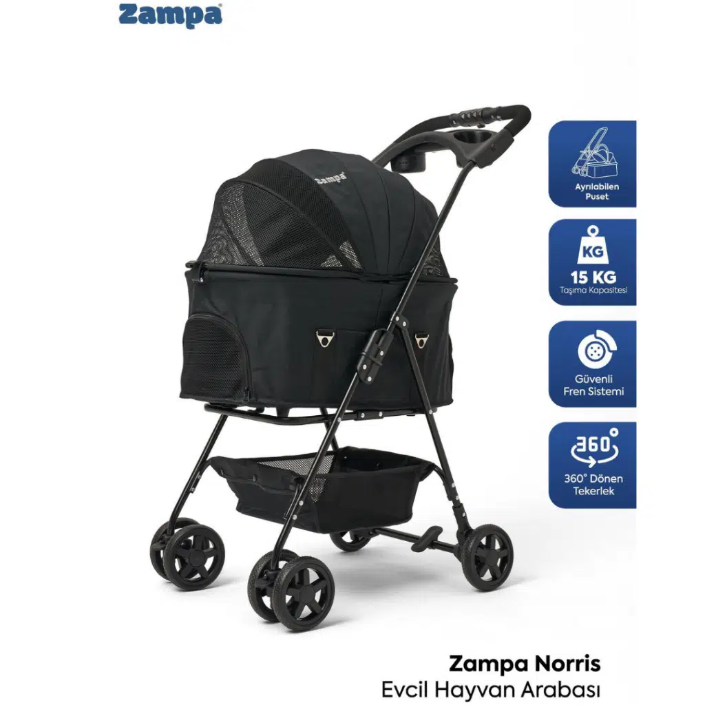 Zampa Norris Kedi & Köpek Arabası Siyah