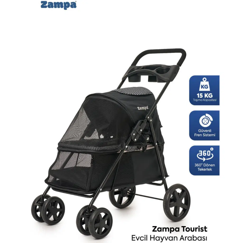Zampa Tourist Kedi & Köpek Arabası Siyah